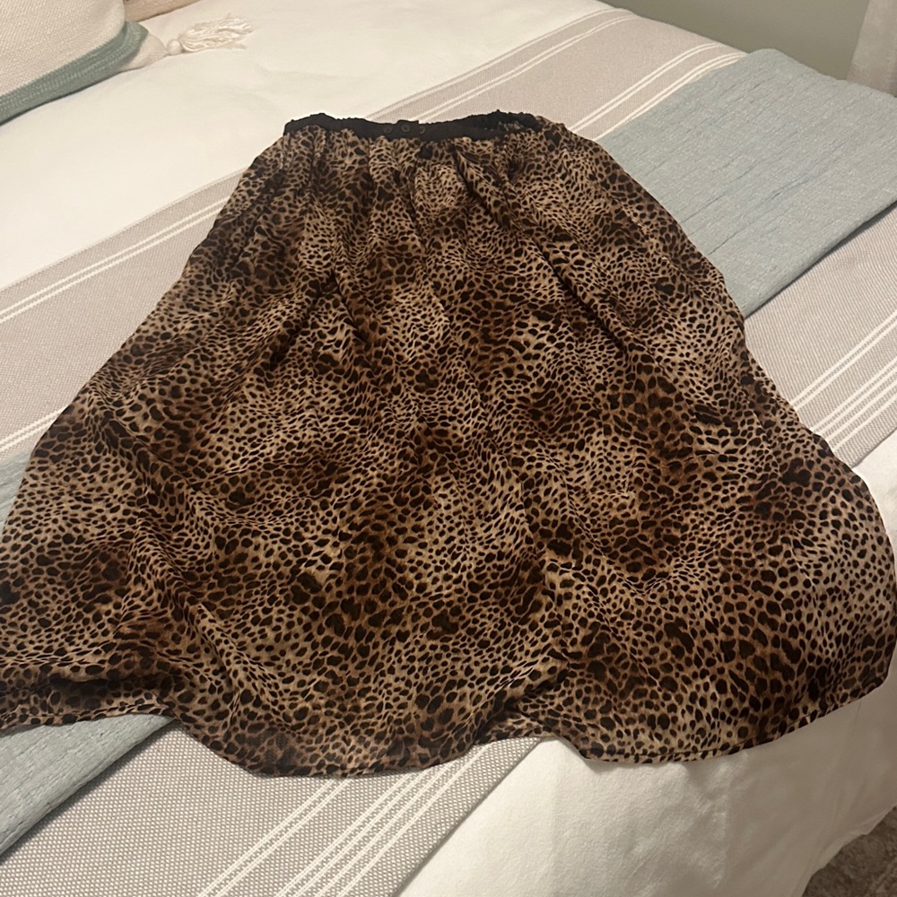 Aerie Brown Leopard A-Line Skirt